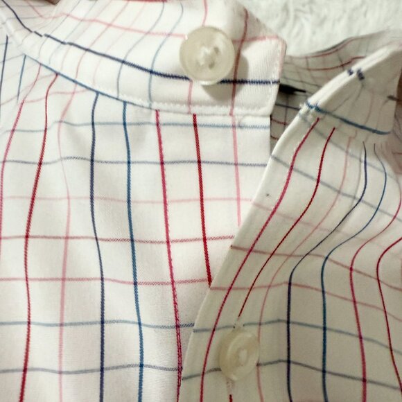 Men Thomas Pink Button Up Plaid Long Sleeve Shirt in Light Pink Size 17.5 - Picture 8 of 8